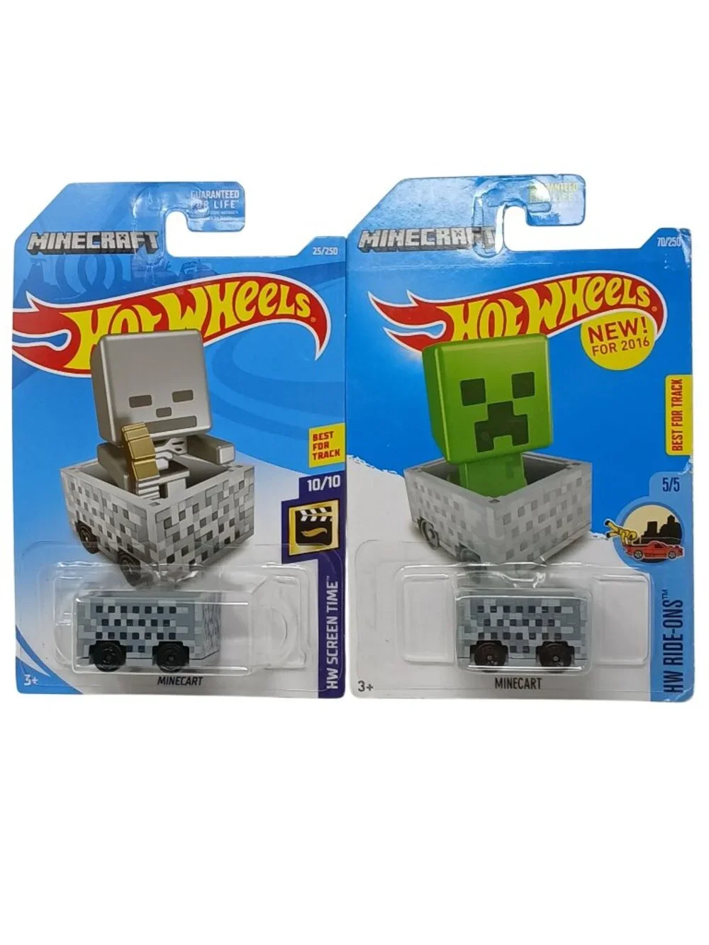 2 Hot Wheels Minecraft Minecart New For 2016 Screen Time Sealed #D-32